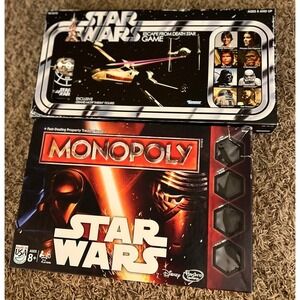 Lot- 2 Star Wars Board Games Escape From Death Star & Monopoly See Description